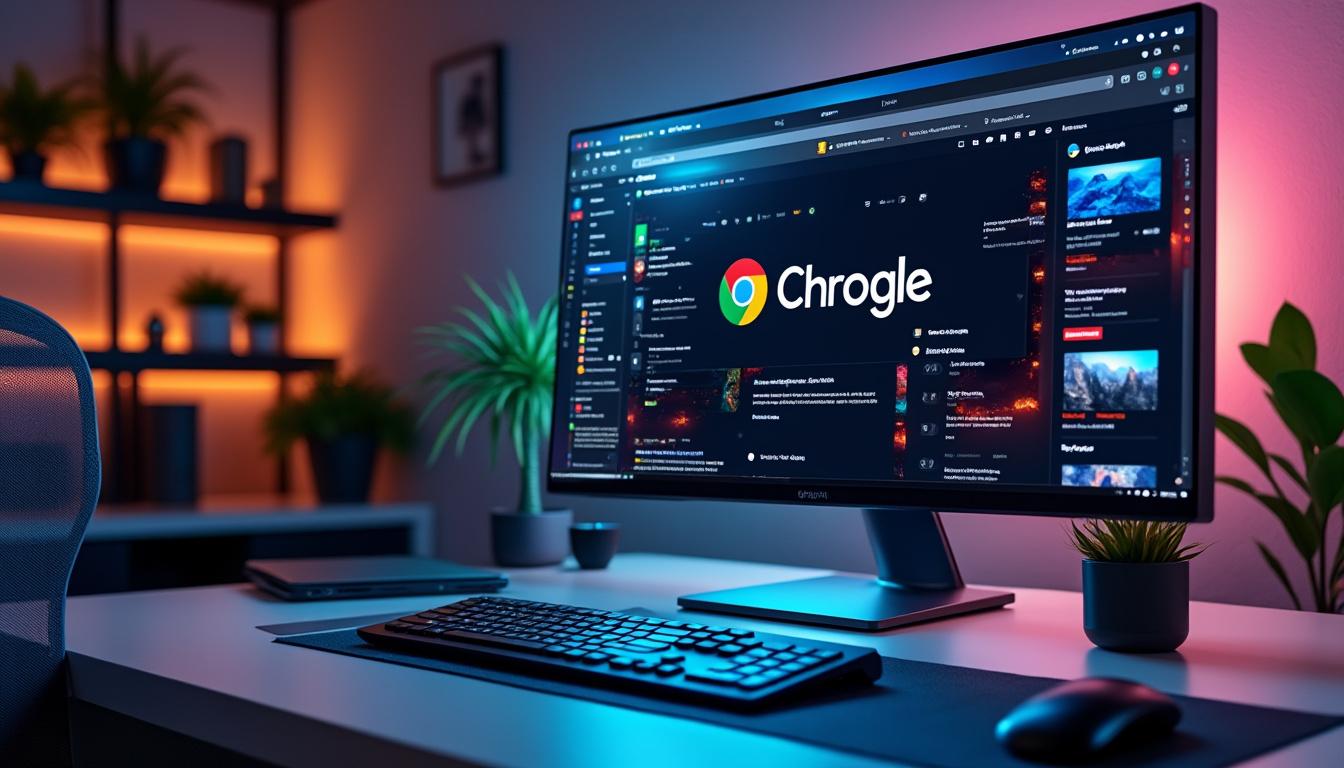 Ordinateur moderne avec écran lumineux et clavier