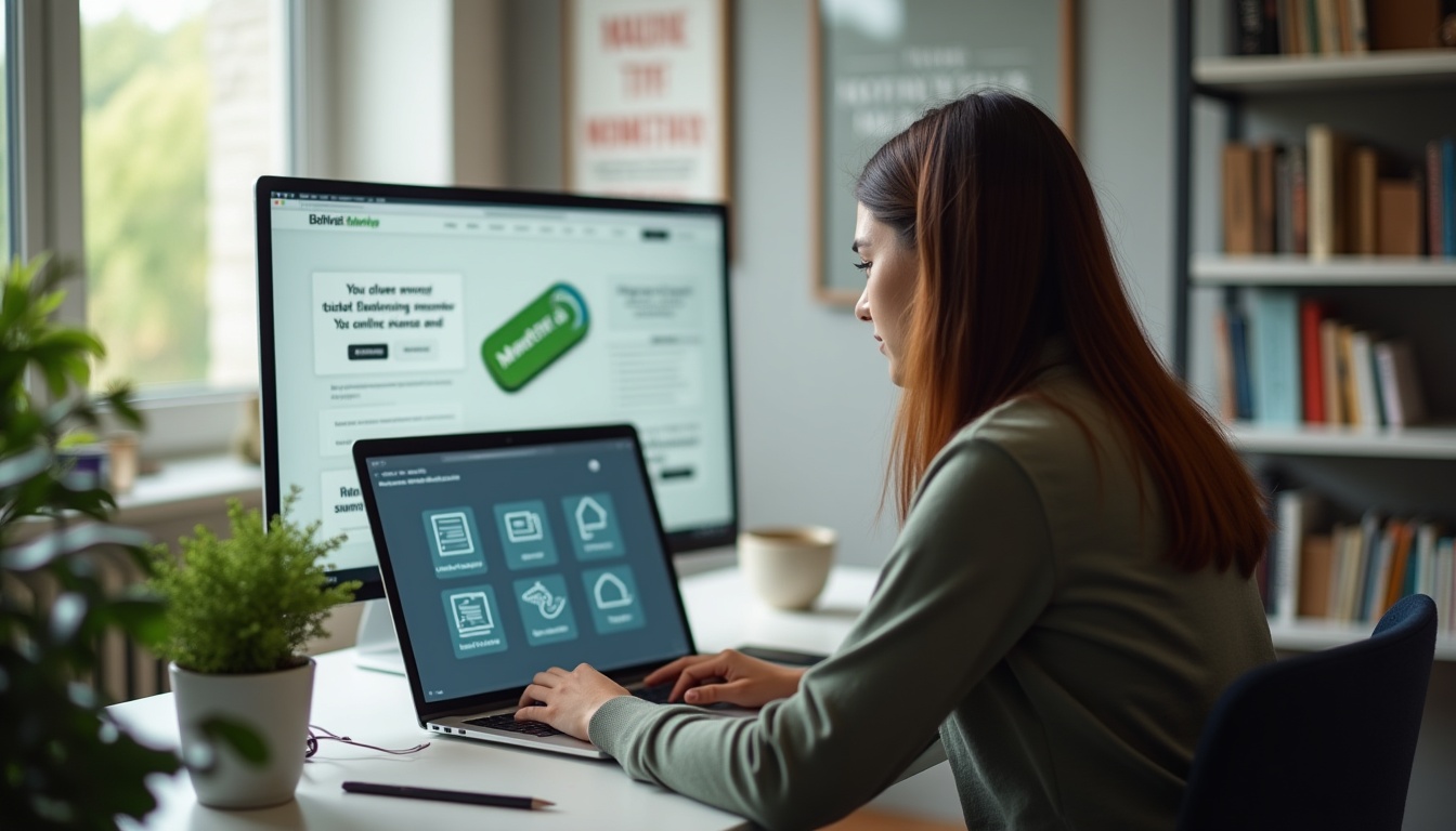 Femme travaillant sur un ordinateur portable au bureau.