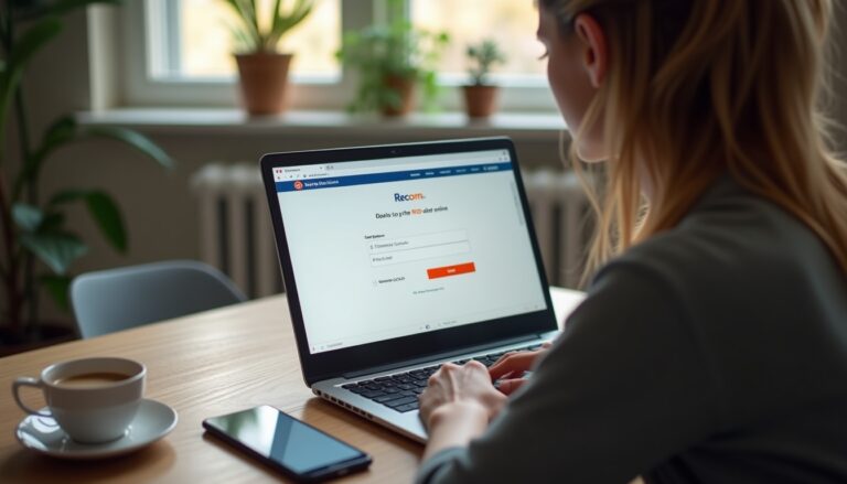 Personne utilisant un ordinateur portable pour des tâches en ligne