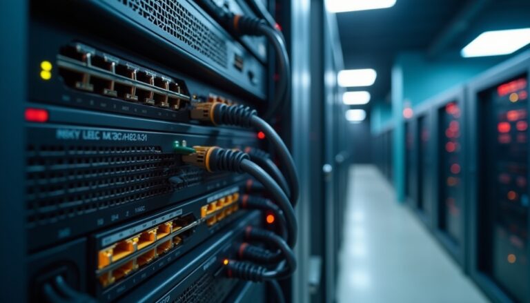 Serveurs informatiques dans un centre de données moderne