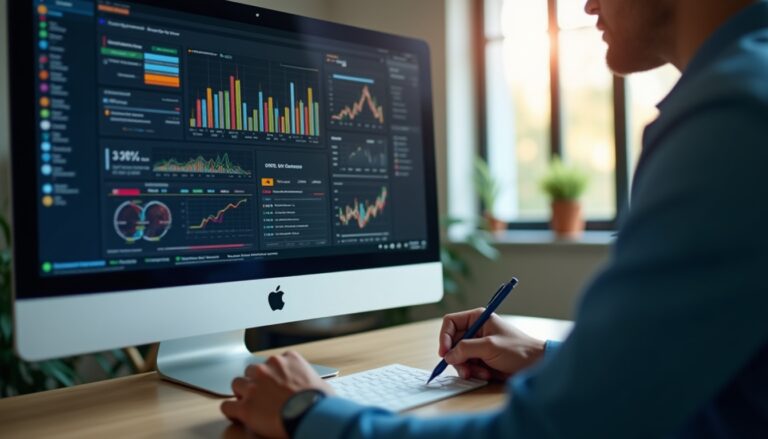 Personne analysant des données sur un écran d'ordinateur.