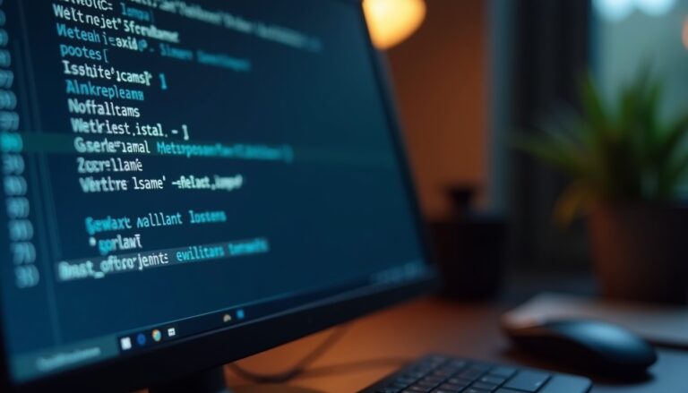 Écran avec du code informatique affiché