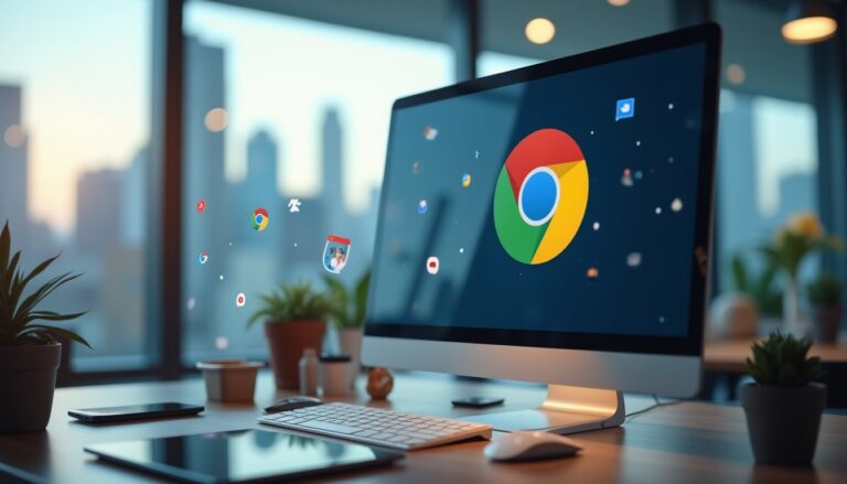 Écran d'ordinateur avec logo du navigateur web.