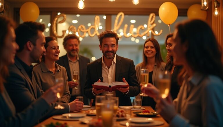 Groupe célébrant autour d'un homme avec un livre.