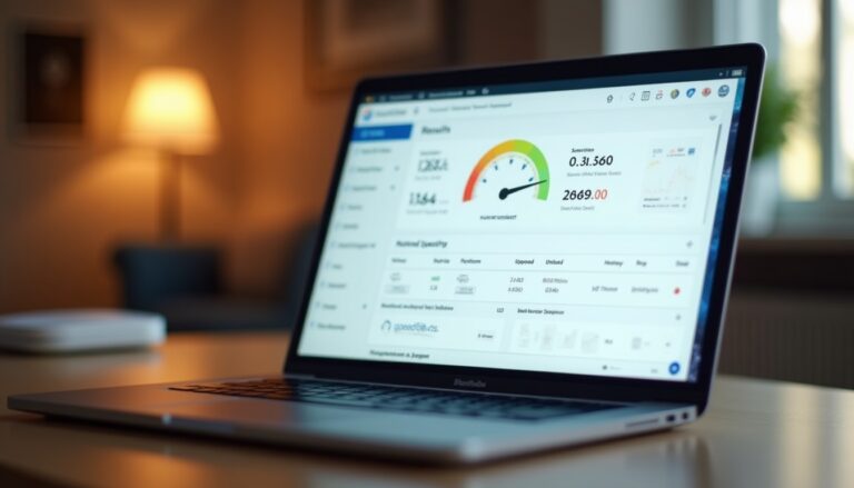 Ordinateur portable affichant tableau de bord d'analyse