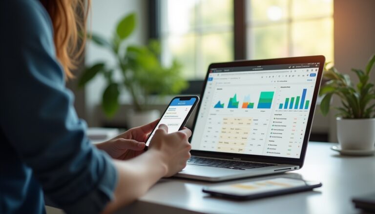 Analyse de données sur ordinateur et smartphone