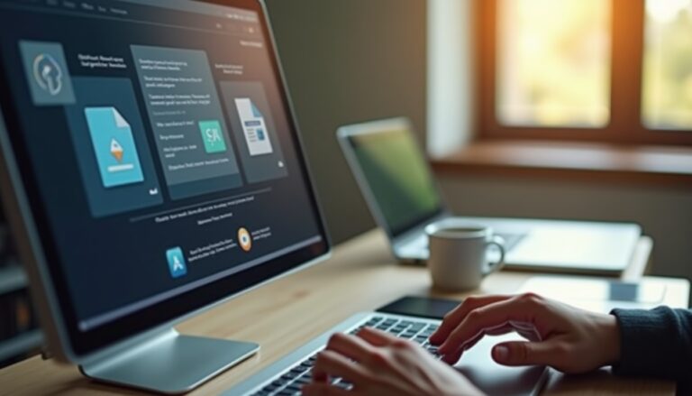 Personne utilisant un ordinateur avec applications ouvertes.