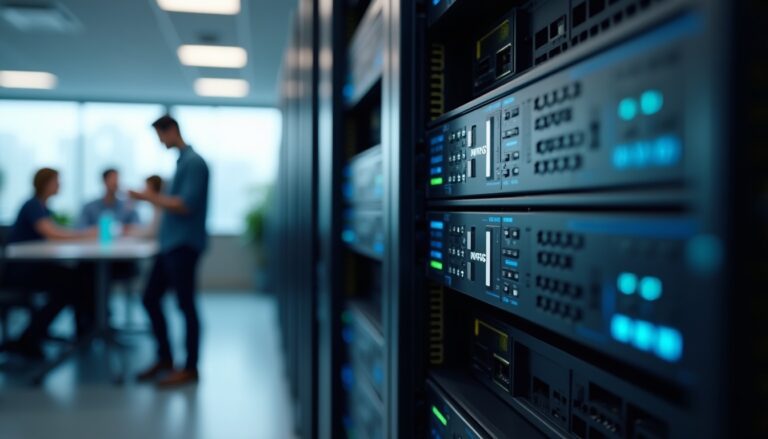 Serveurs en réseau dans un bureau moderne