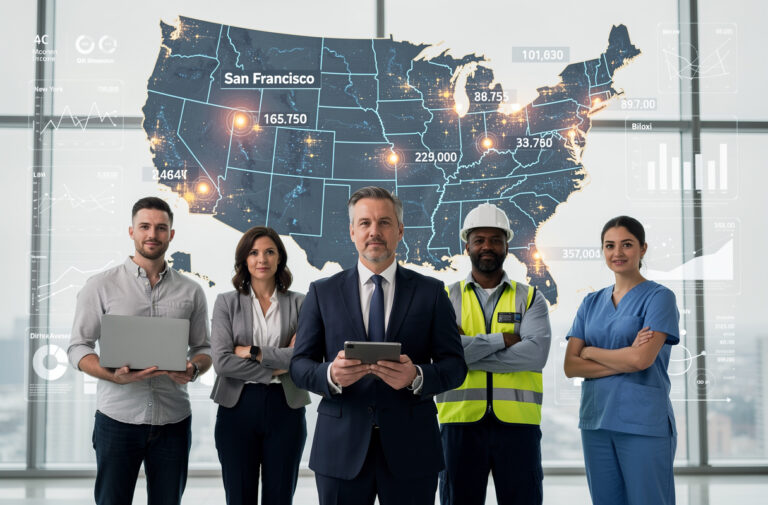 L’analyse détaillée du salaire moyen aux États-Unis révèle des dynamiques puissantes : les États-Unis affichent l’un des salaires moyens les plus élevés de l’OCDE, mais derrière ce chiffre se cachent des écarts régionaux notables, des différences sectorielles et des inégalités persistantes, qui structurent le marché du travail américain et dessinent des opportunités de revenus très contrastées.